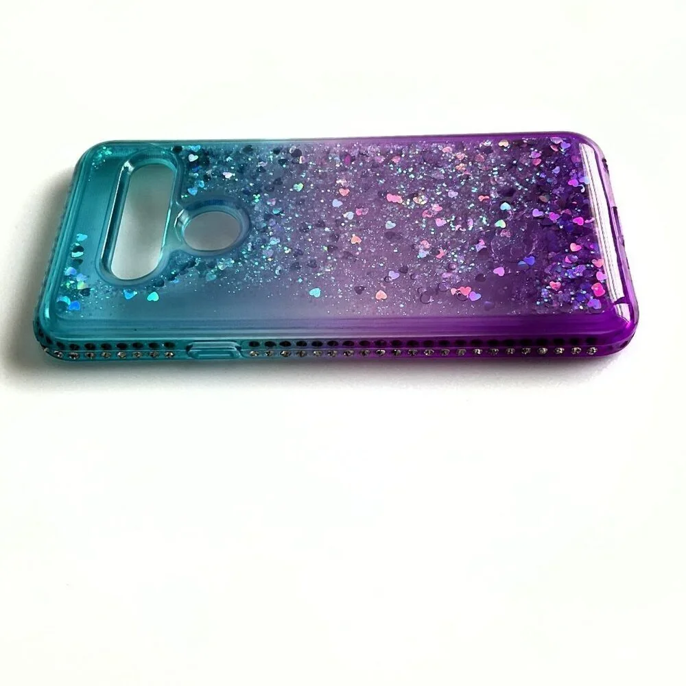 ZX-LG V40 DZ PHONE CASE LIQUID HEART BLING CASE